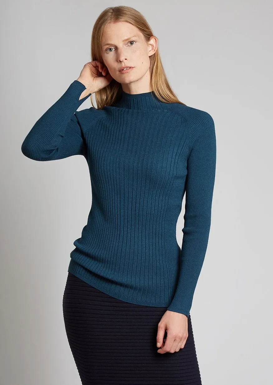 MOCK NECK RIB TOP, spruce