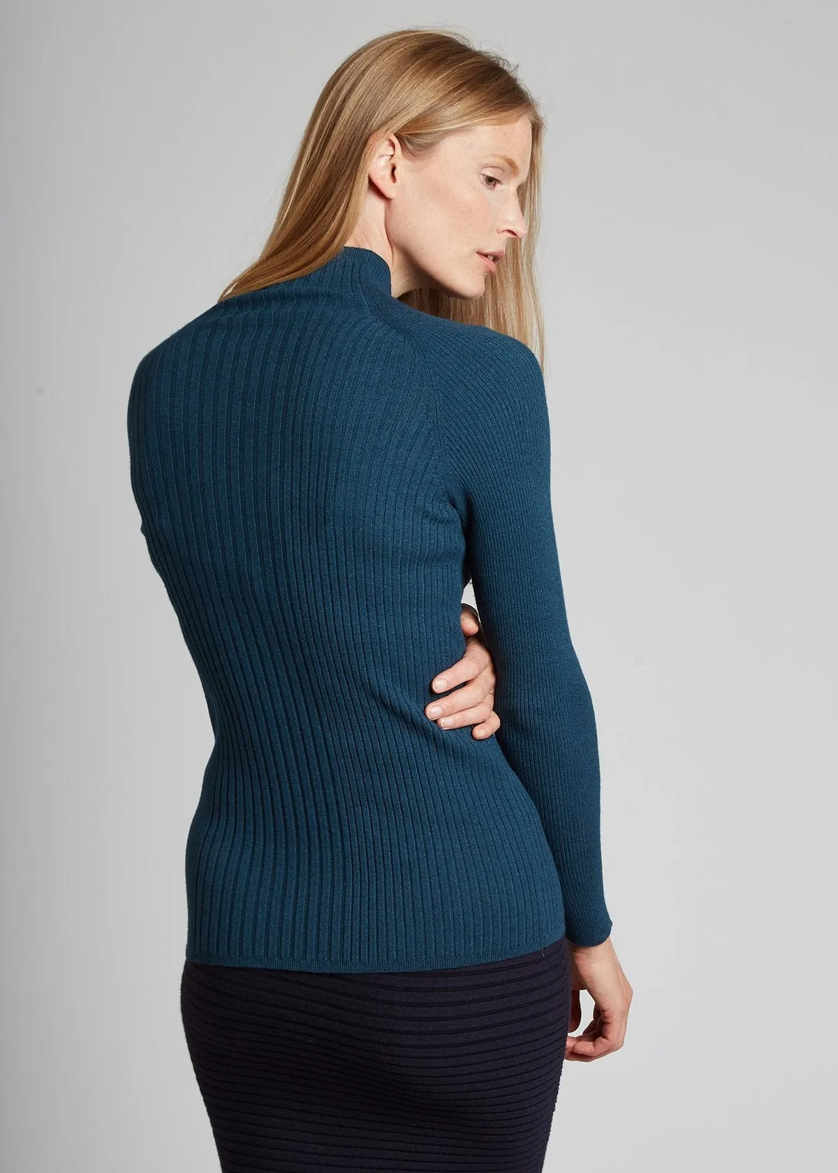 MOCK NECK RIB TOP, spruce