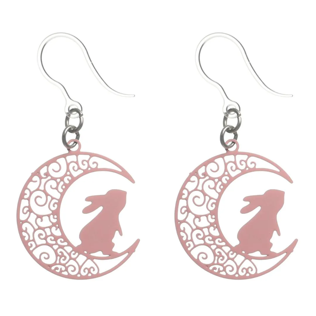 Moon Bunny Dangles Hypoallergenic Earrings for Sensitive Ears Made with Plastic Posts