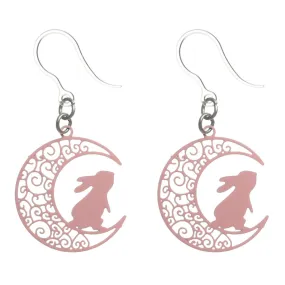 Moon Bunny Dangles Hypoallergenic Earrings for Sensitive Ears Made with Plastic Posts