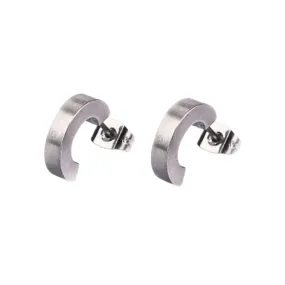 Narrow Edged Stainless Steel Earrings "Semi-Arc Studs"