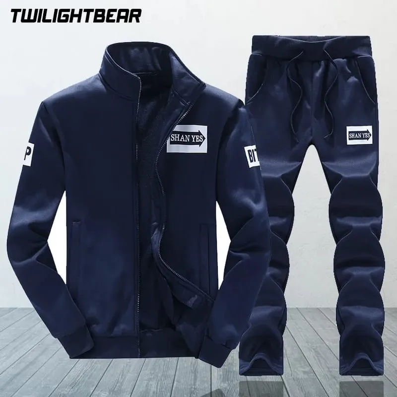 New Men's Sweatsuits Male Trucksuit Spring Autumn Stand Collar Letter Printing Sportswear Set Men Sweatshirts L S4057882