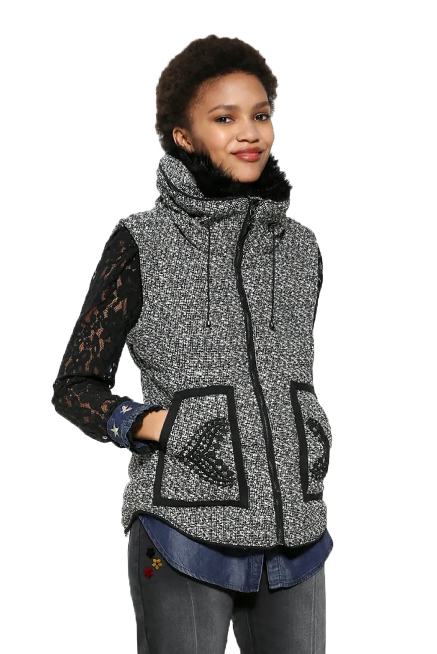 Nigth Black Jacket Gilet Desigual Style 17WWEWA5