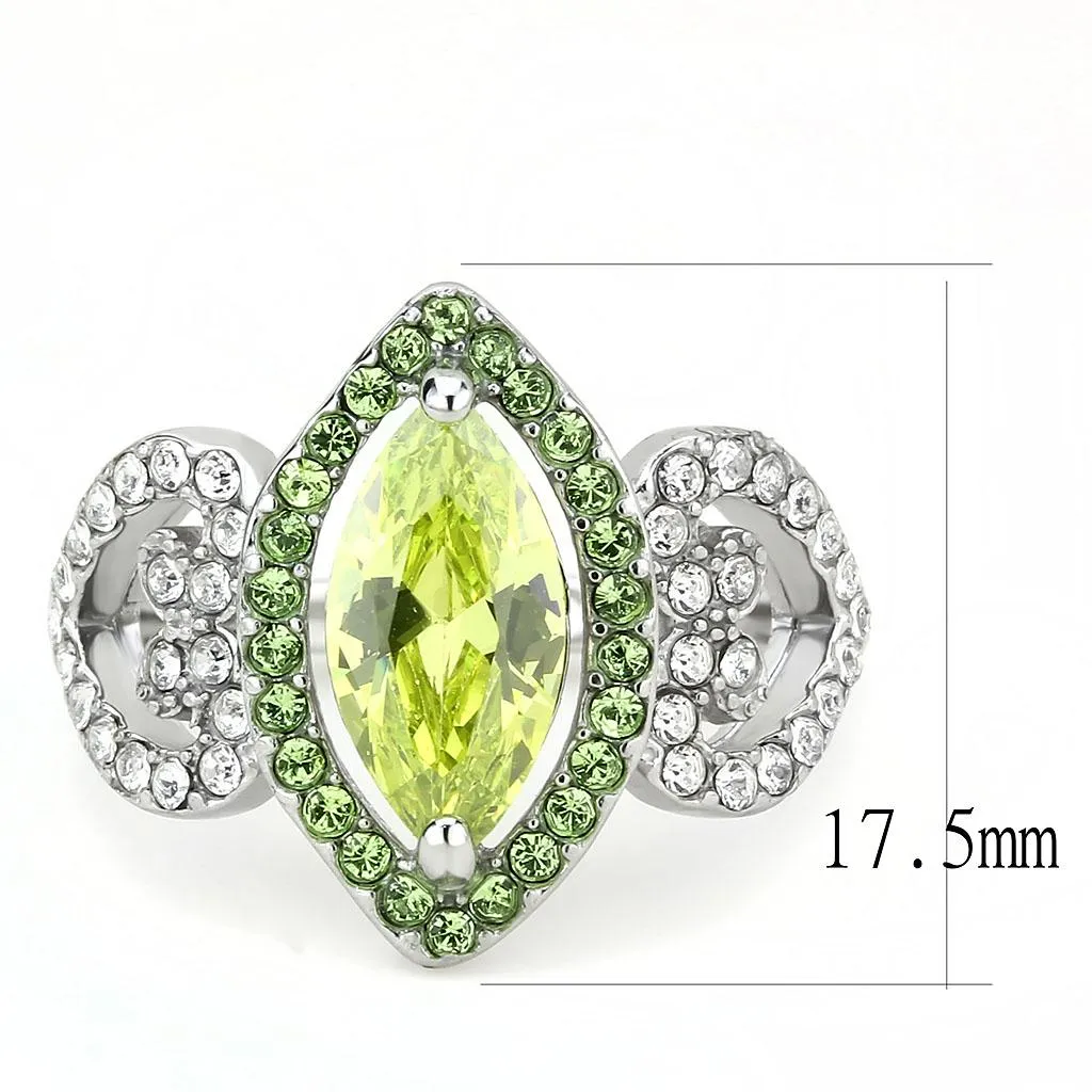 No Plating Stainless Steel Ring with AAA Grade CZ in  Green color for Women Style TK3579