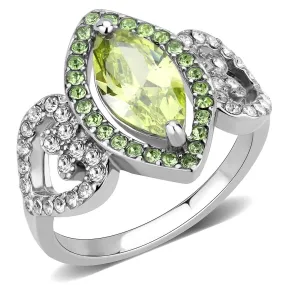 No Plating Stainless Steel Ring with AAA Grade CZ in  Green color for Women Style TK3579