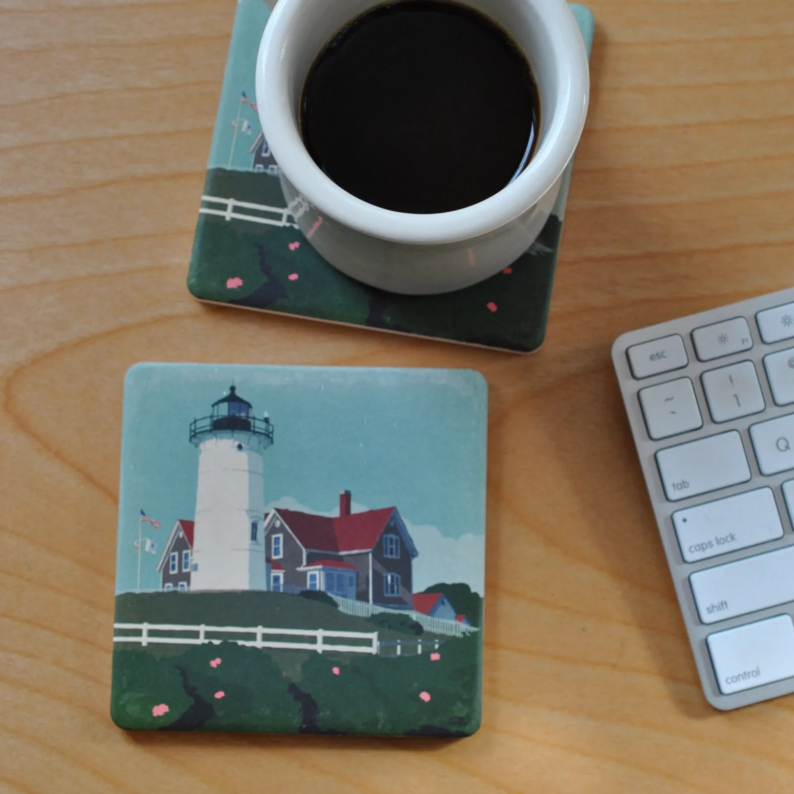 Nobska Light Art Drink Coaster - Massachusetts