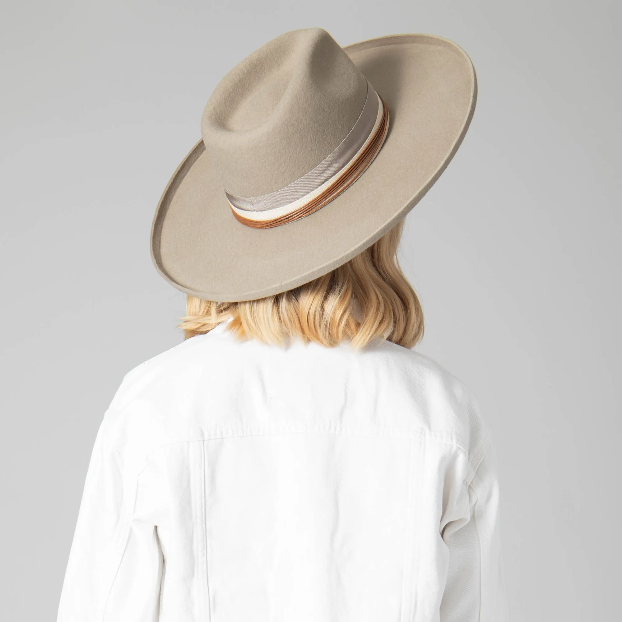 Nothing But Neutral Wool Felt Stiff Rolled Brim Fedora