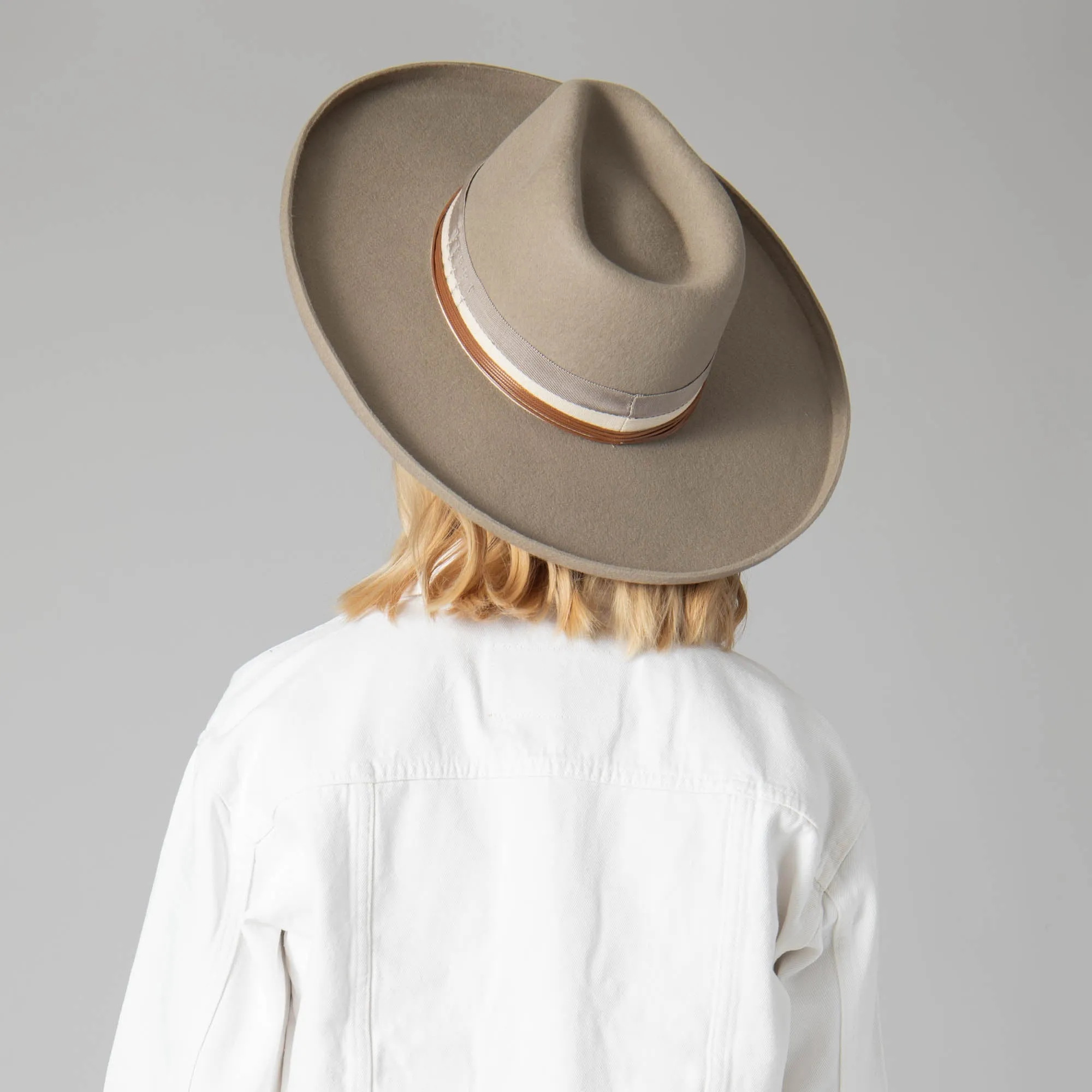 Nothing But Neutral Wool Felt Stiff Rolled Brim Fedora