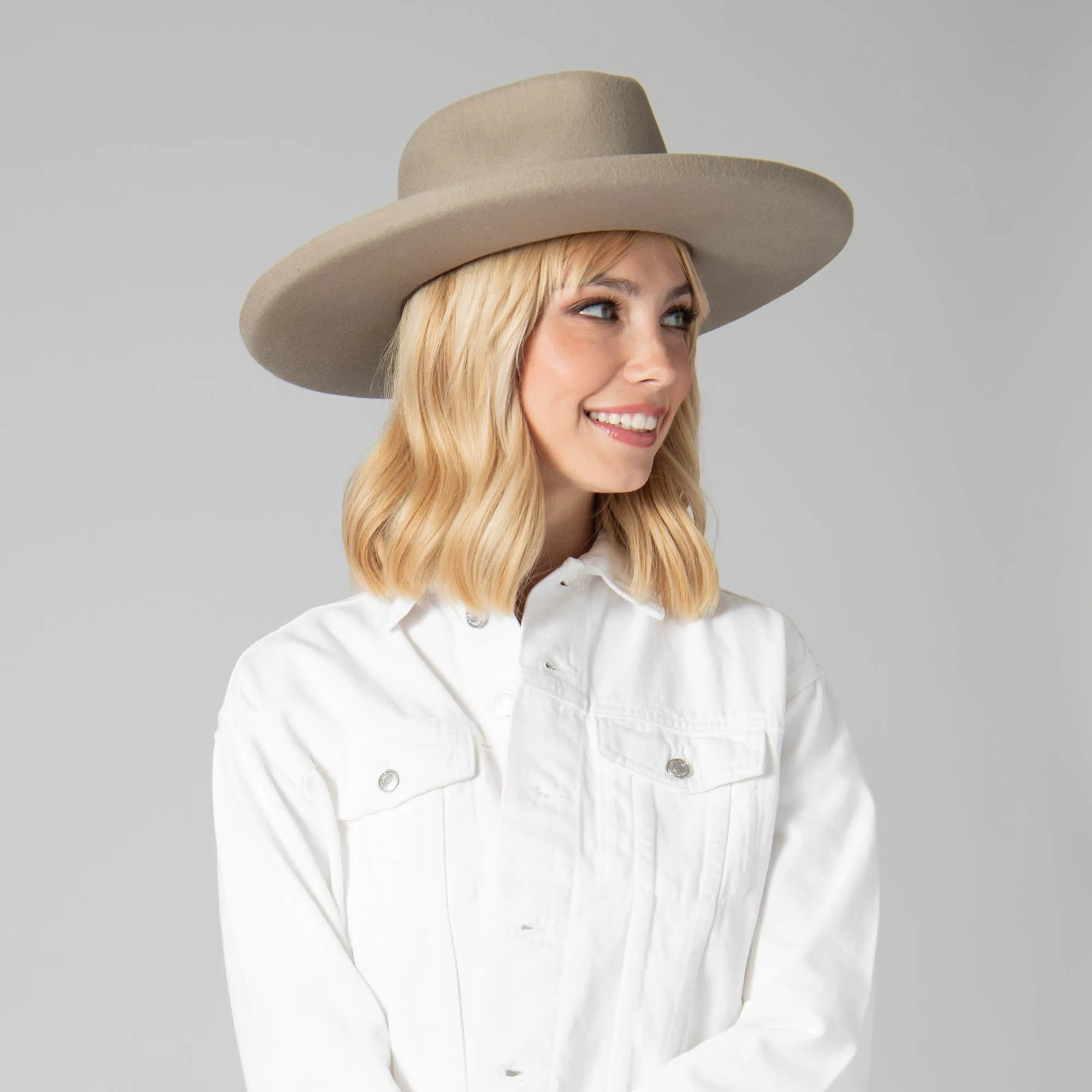 Nothing But Neutral Wool Felt Stiff Rolled Brim Fedora