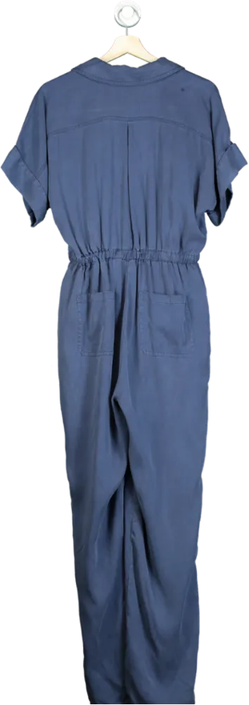 Oliver Bonas Navy Shortsleeve Turnback Cuff Jumpsuit UK 8