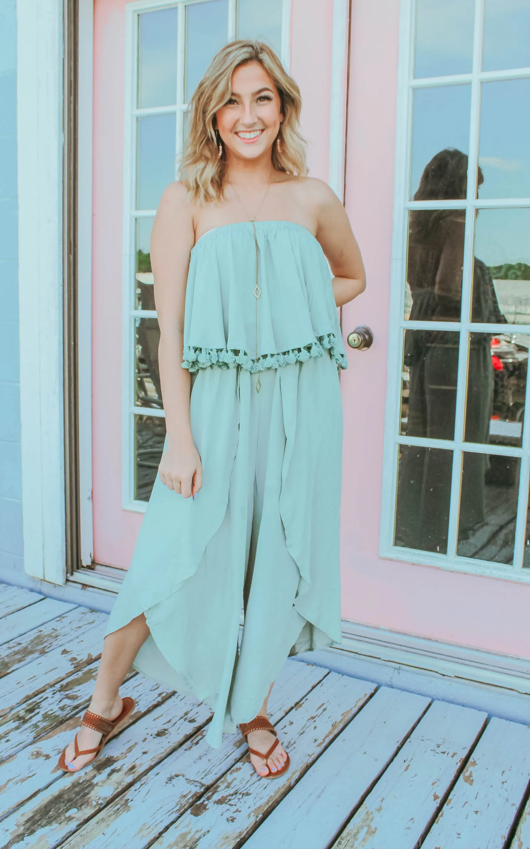 Overlay Sage Ruffle Jumpsuit