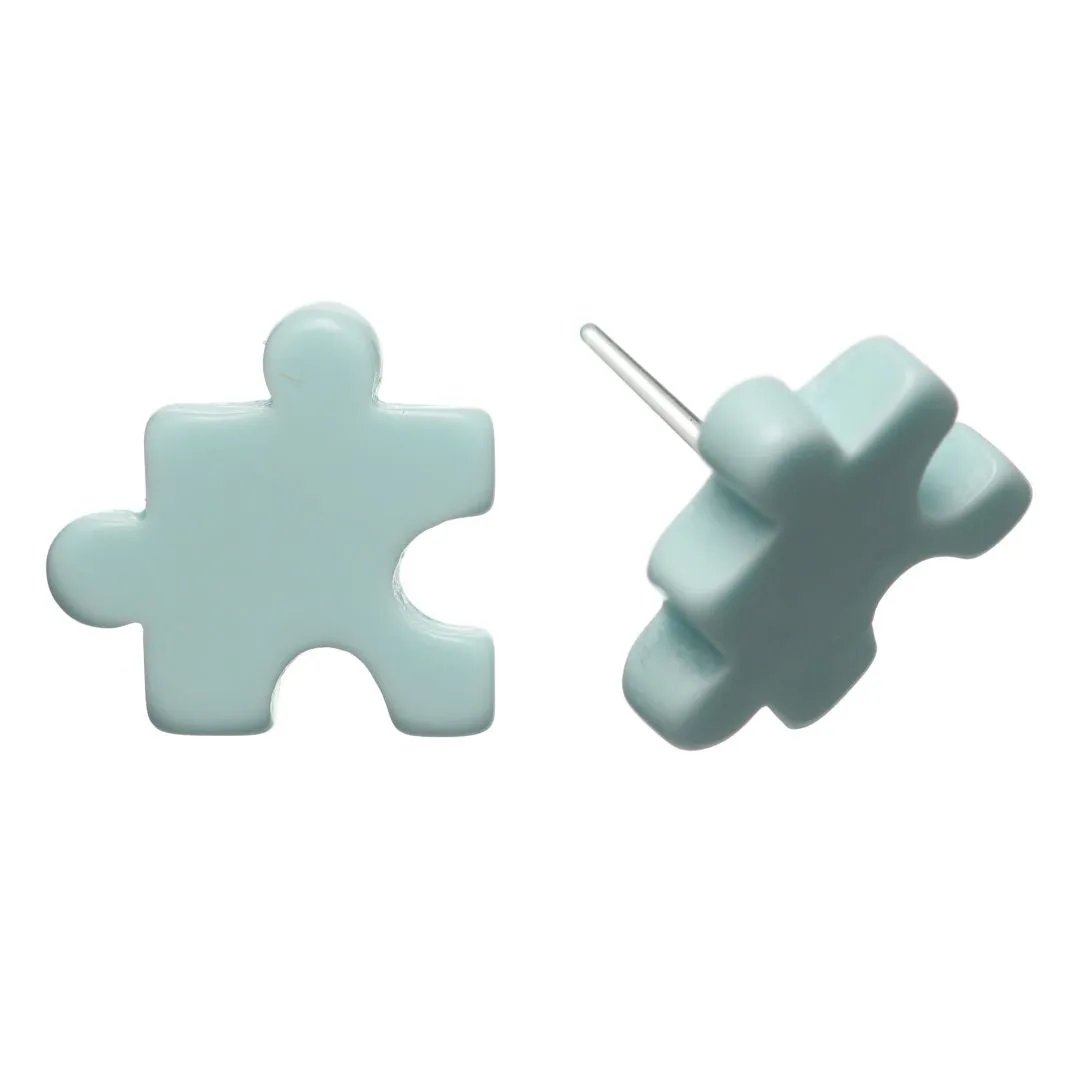 Pastel Puzzle Piece Studs Hypoallergenic Earrings for Sensitive Ears Made with Plastic Posts