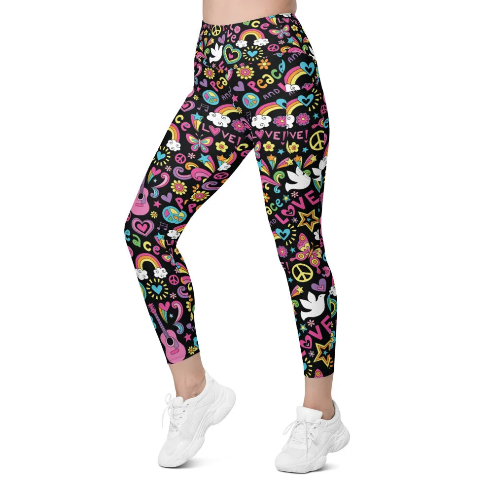 Peace and Love Leggings with Pockets