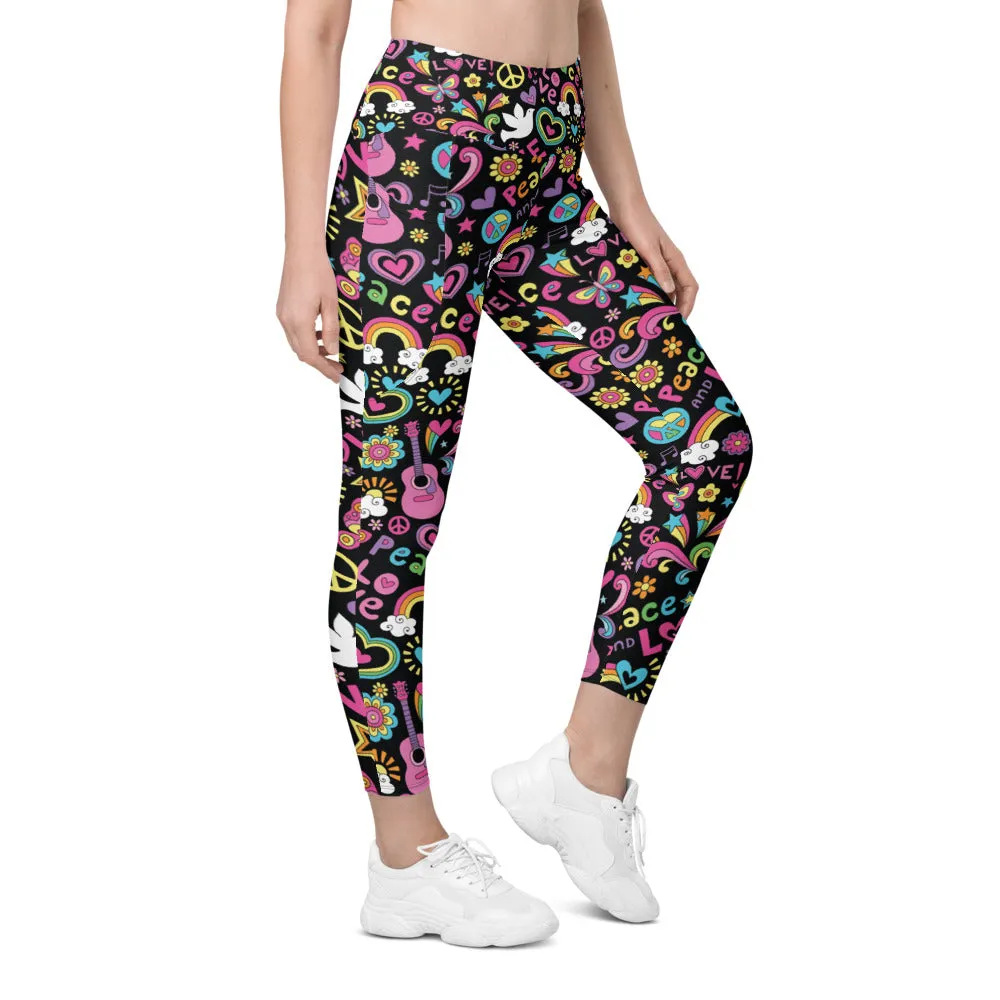 Peace and Love Leggings with Pockets