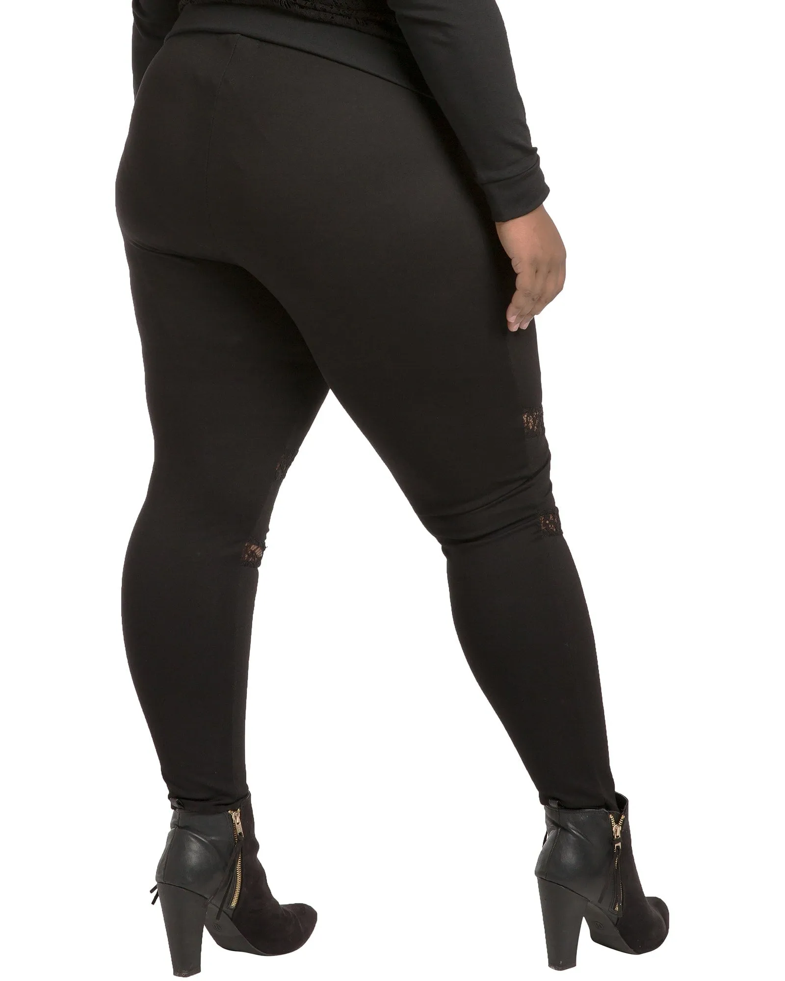 Peekaboo Lace Ponte Legging | Black