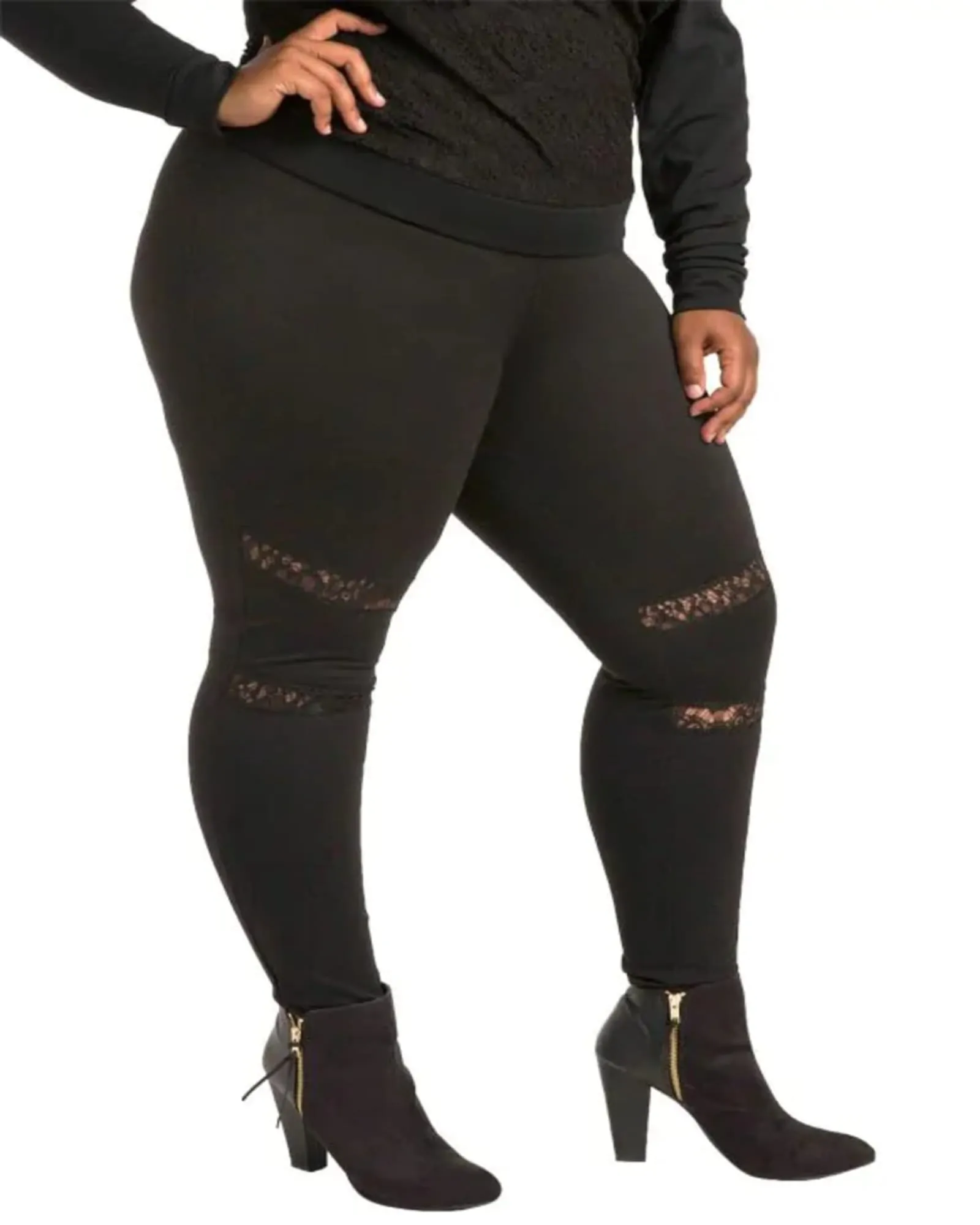 Peekaboo Lace Ponte Legging | Black