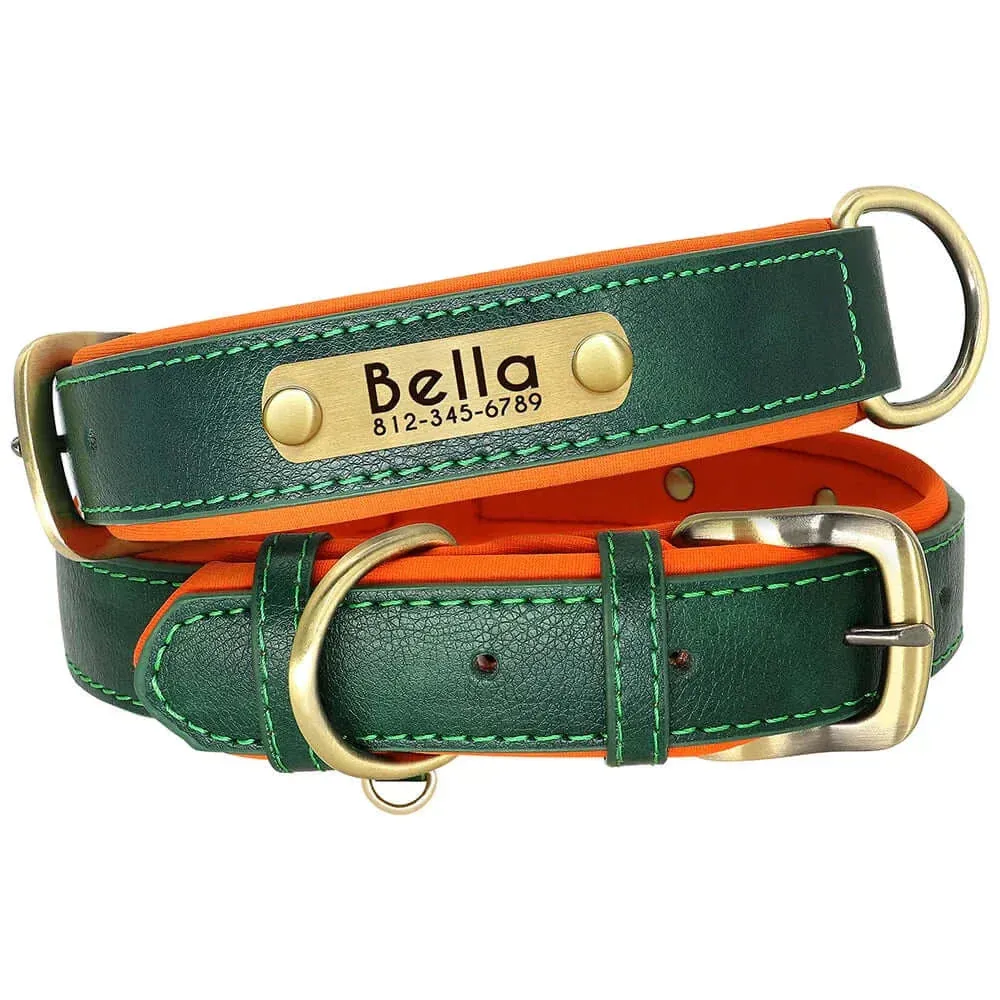 Personalized Dog Collar & Leash Set –  Leather Soft, Stylish, and Engraved