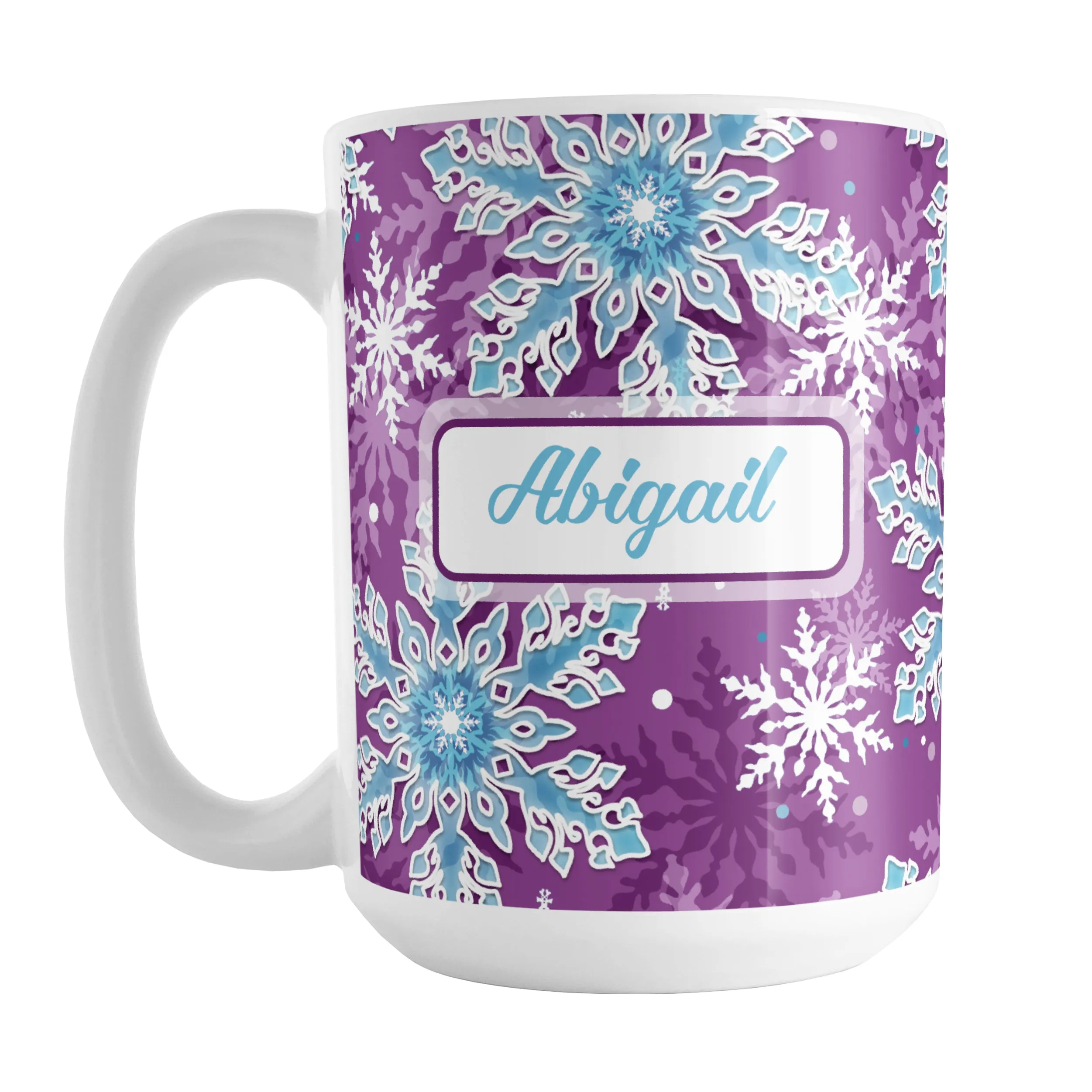 Personalized Purple Blue Snowflake Winter Mug