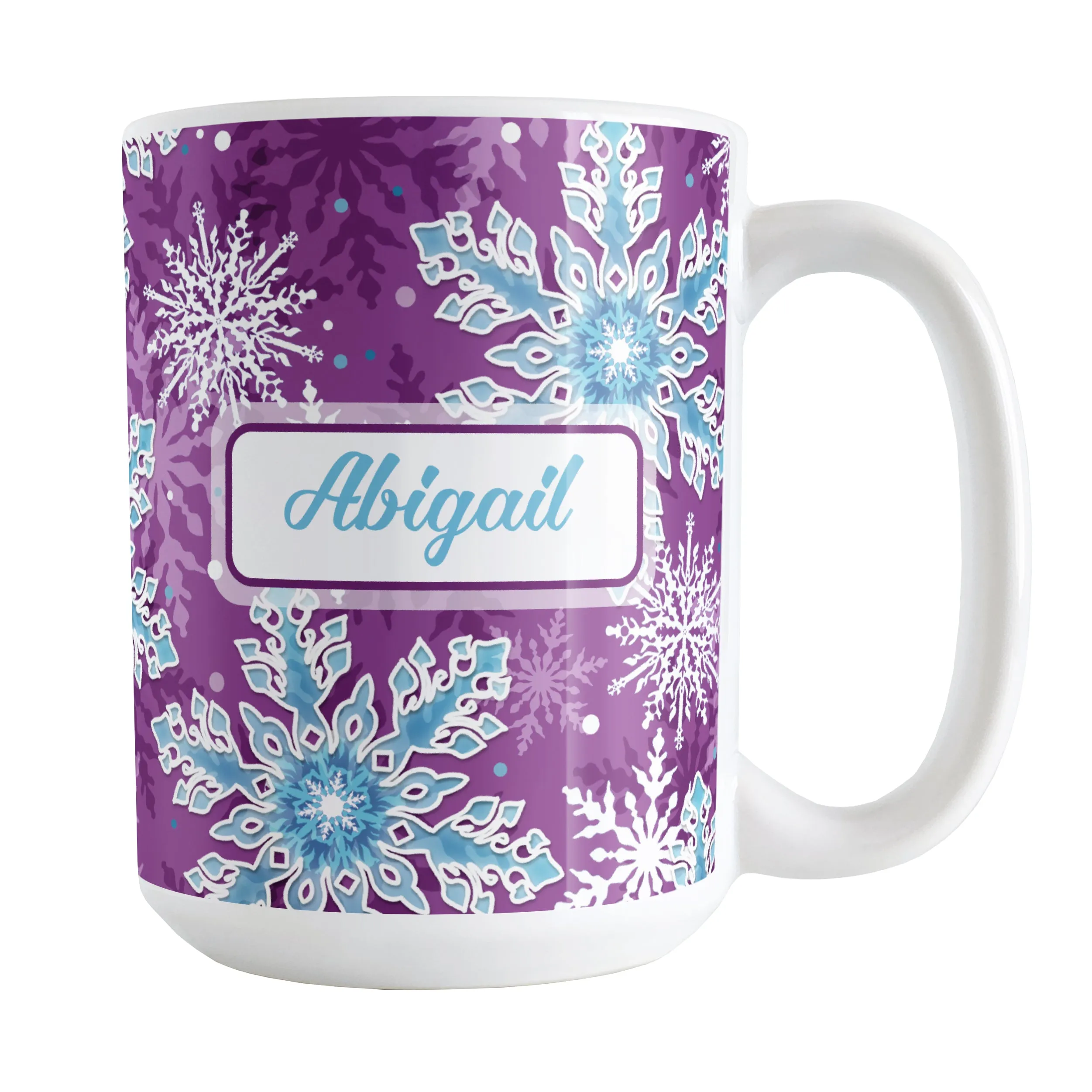 Personalized Purple Blue Snowflake Winter Mug