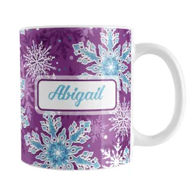 Personalized Purple Blue Snowflake Winter Mug