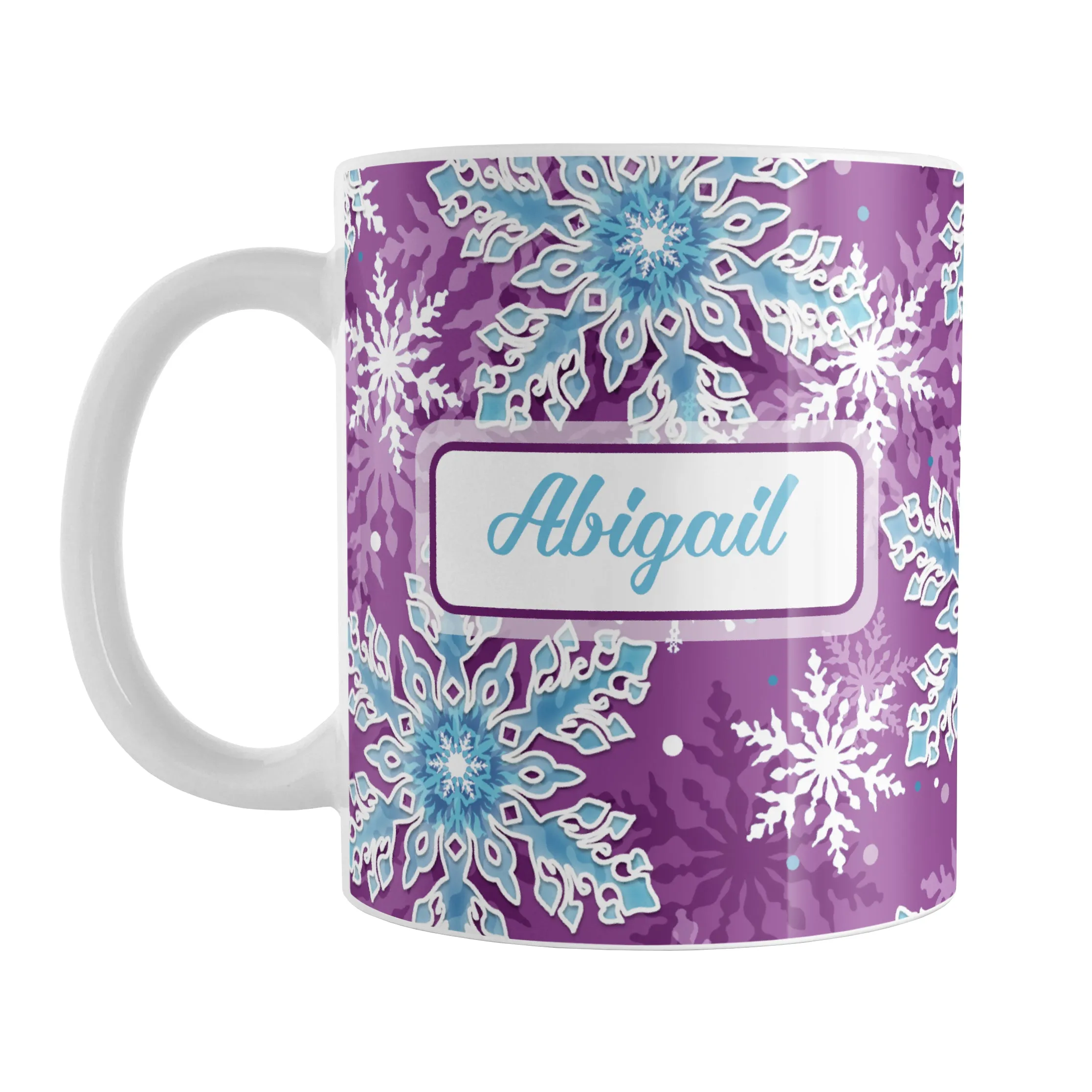 Personalized Purple Blue Snowflake Winter Mug