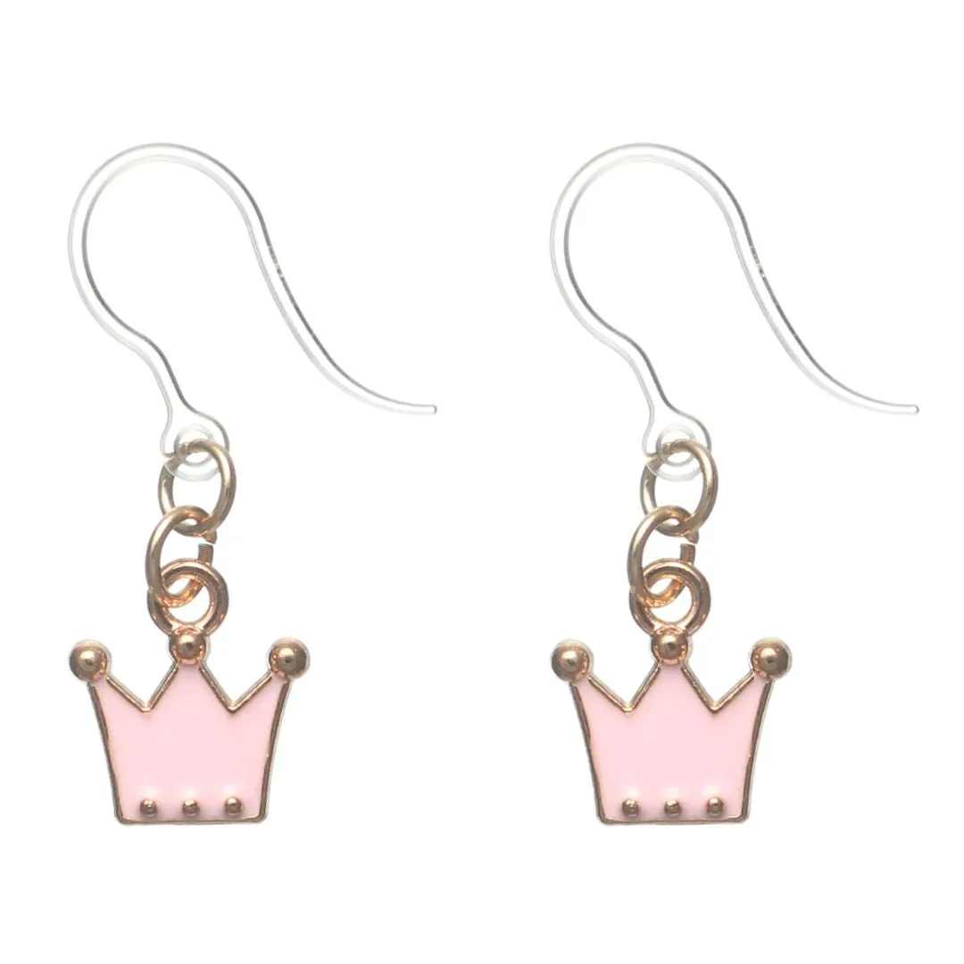 Petite Crown Dangles Hypoallergenic Earrings for Sensitive Ears Made with Plastic Posts