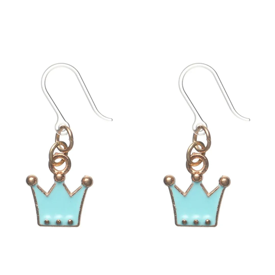 Petite Crown Dangles Hypoallergenic Earrings for Sensitive Ears Made with Plastic Posts