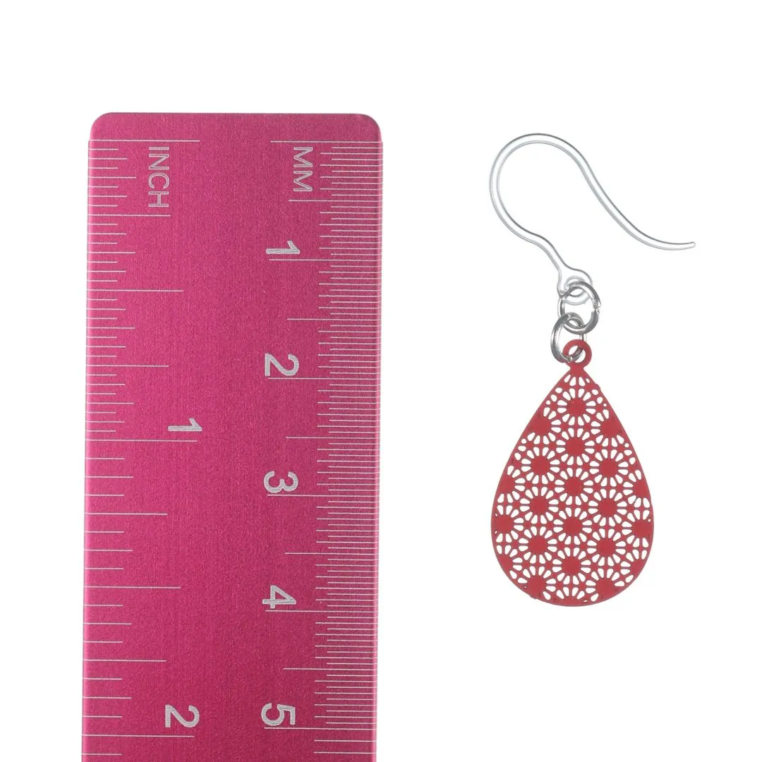 Petite Textured Teardrop Dangles Hypoallergenic Earrings for Sensitive Ears Made with Plastic Posts