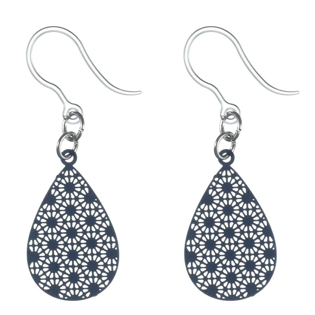 Petite Textured Teardrop Dangles Hypoallergenic Earrings for Sensitive Ears Made with Plastic Posts