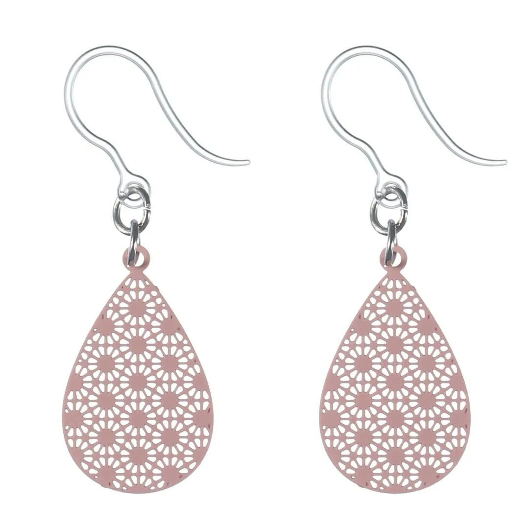 Petite Textured Teardrop Dangles Hypoallergenic Earrings for Sensitive Ears Made with Plastic Posts