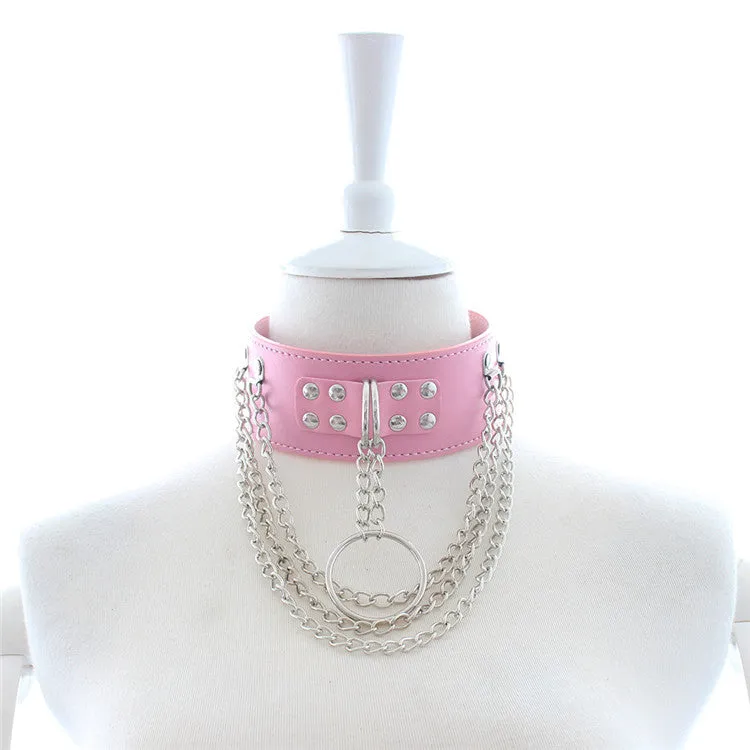 Pink Chained Bondage Collar