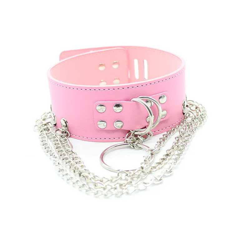 Pink Chained Bondage Collar