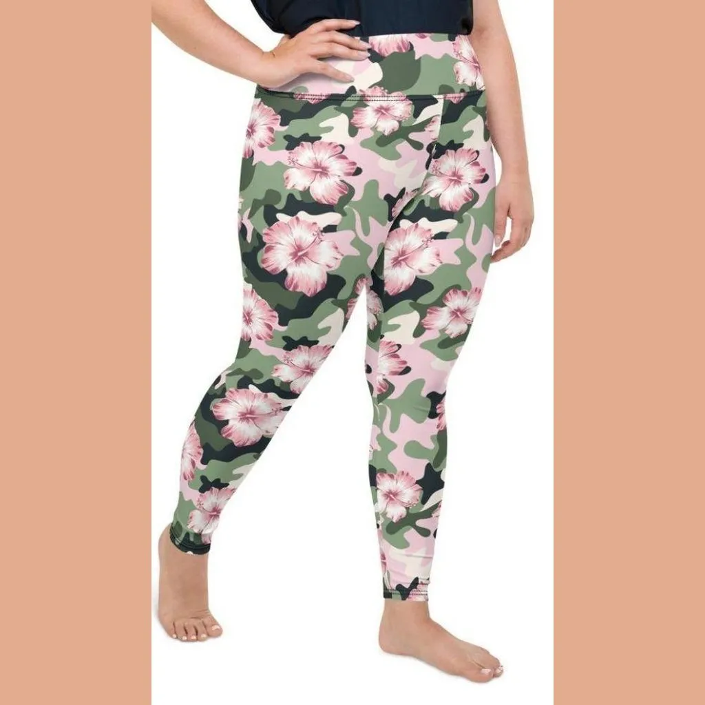 Pink Flower Camo Plus Size Leggings