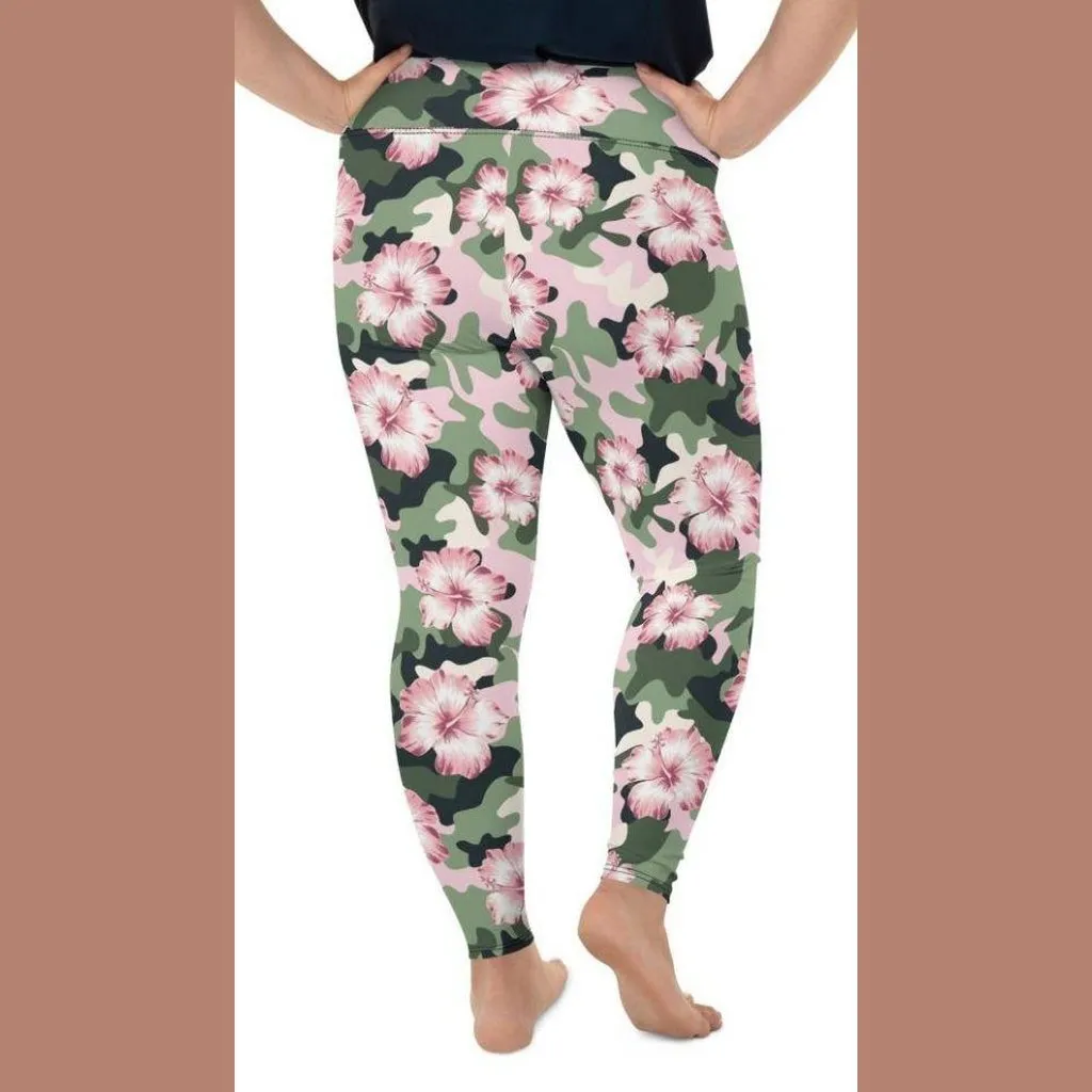 Pink Flower Camo Plus Size Leggings