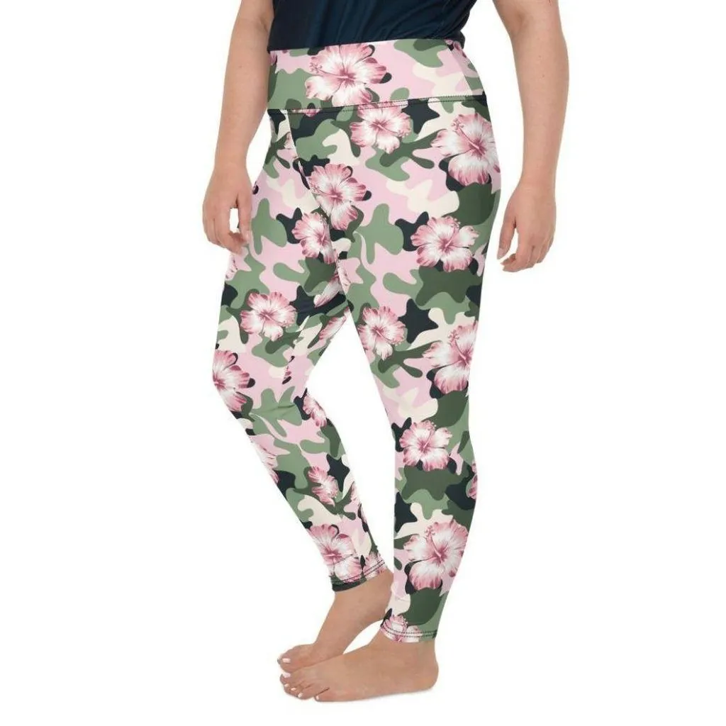 Pink Flower Camo Plus Size Leggings