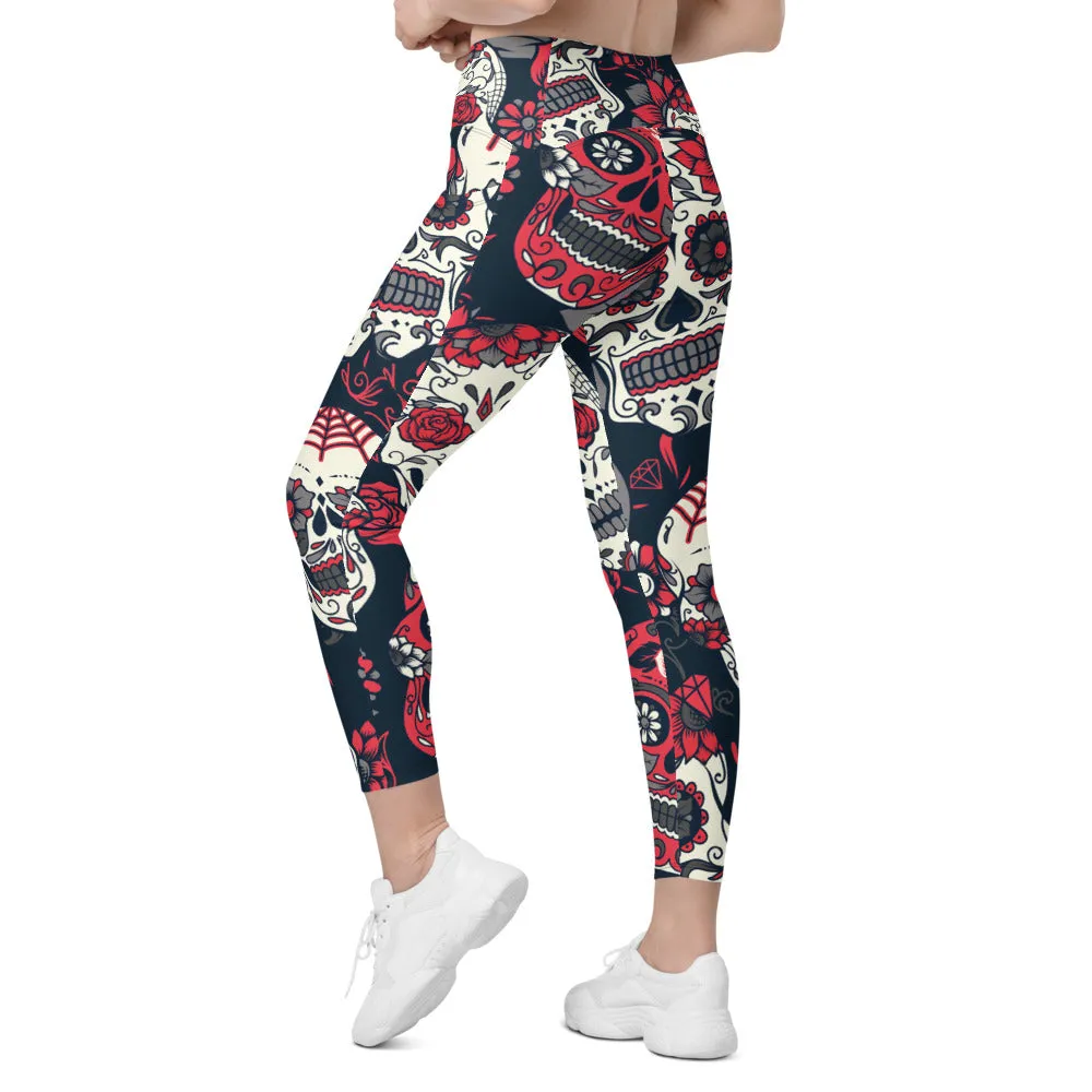 Pink Sugar Skull Leggings with Pockets