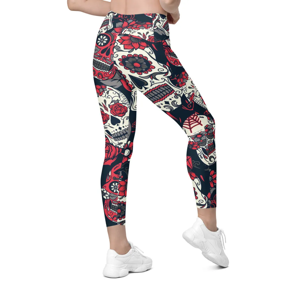 Pink Sugar Skull Leggings with Pockets