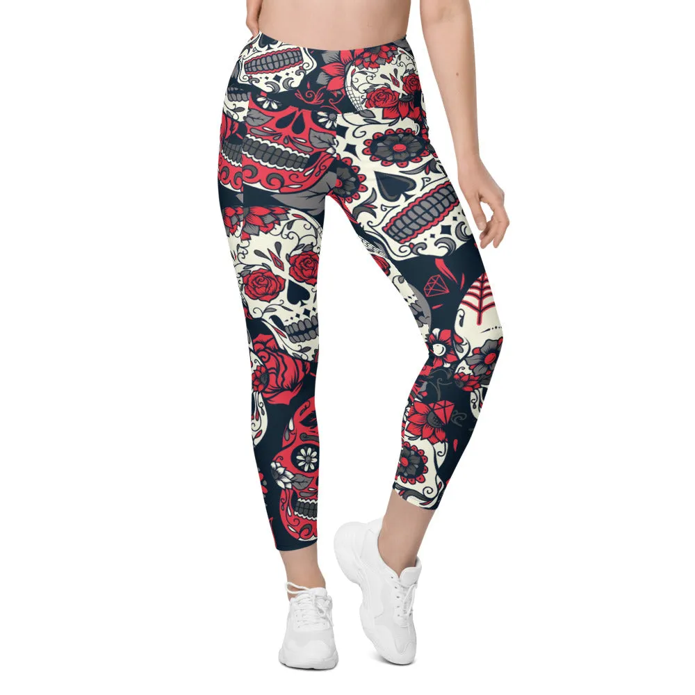 Pink Sugar Skull Leggings with Pockets