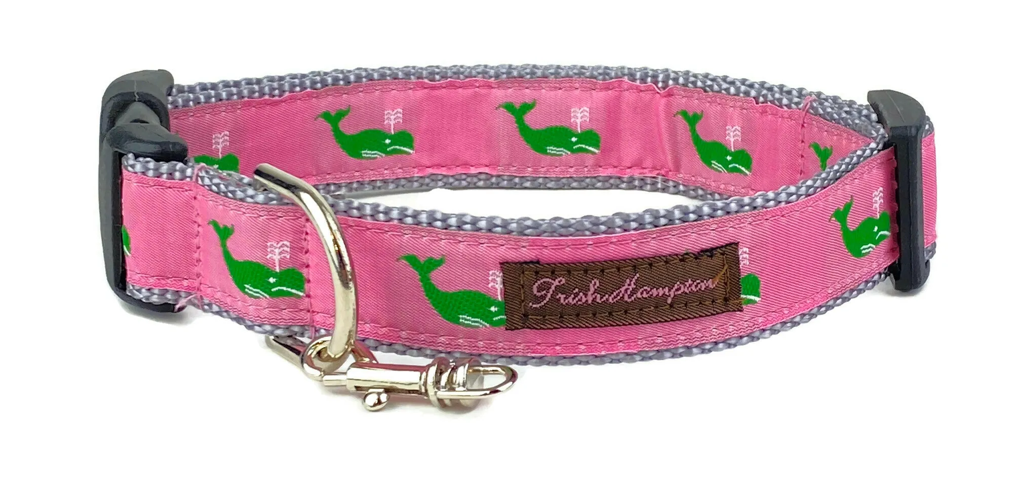 Pink/Green Whales Dog Collar - 751