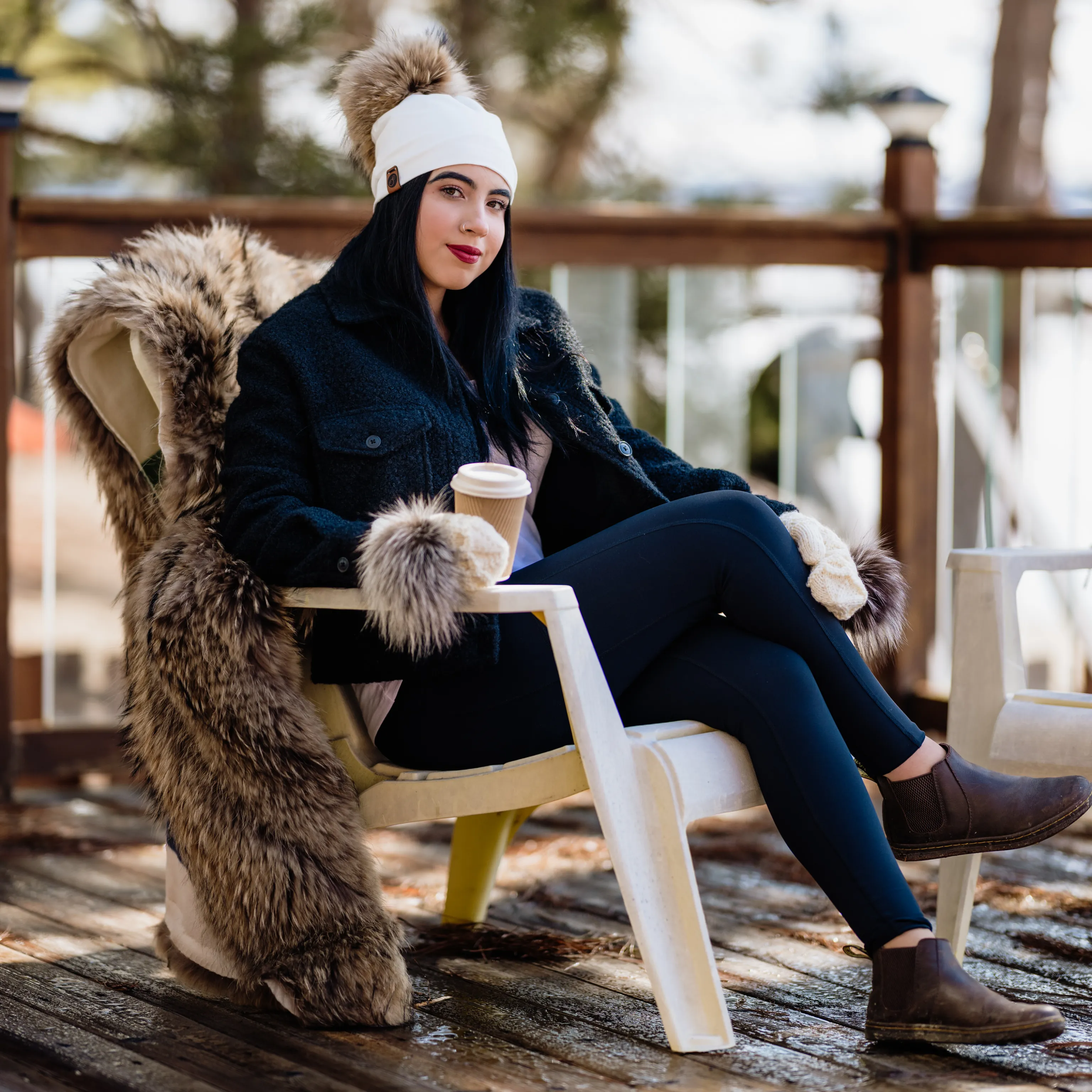 PomPom Fabric Beanie