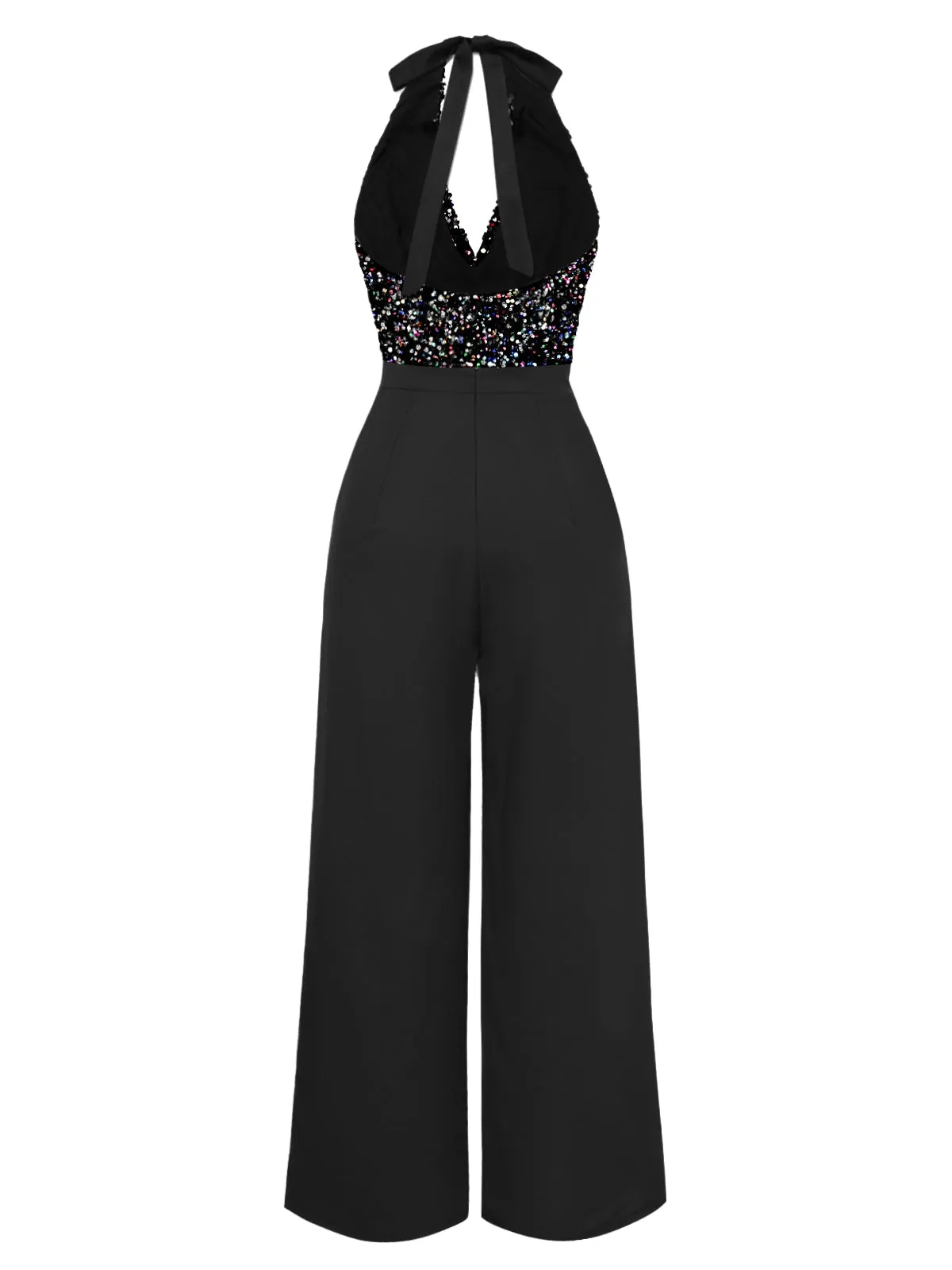 [Pre-Sale] Black 1930s Cowl Neck Sequined Jumpsuit