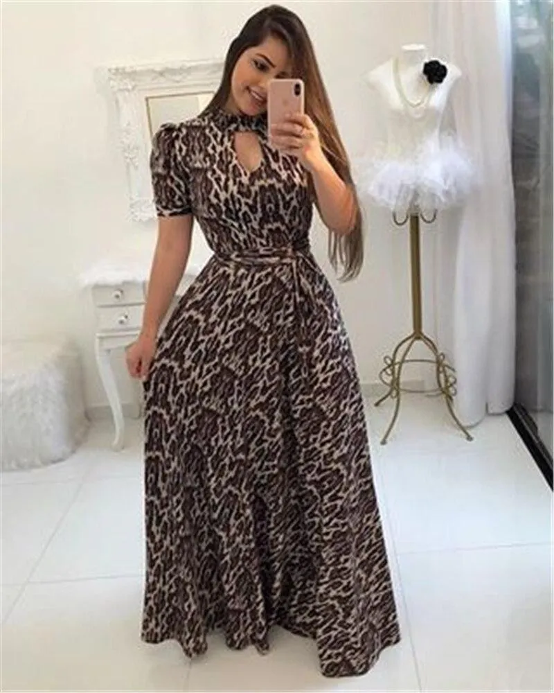 Print Party Dresses Long Dress Women Fashion Elegant Robe Femme Summer Casual Vestido De Festa Plus Size O-Neck Floor-Length