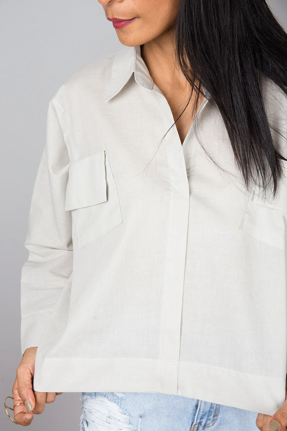 Pullover Blouse Shirt with pockets| Oversized loose fit women's shirt