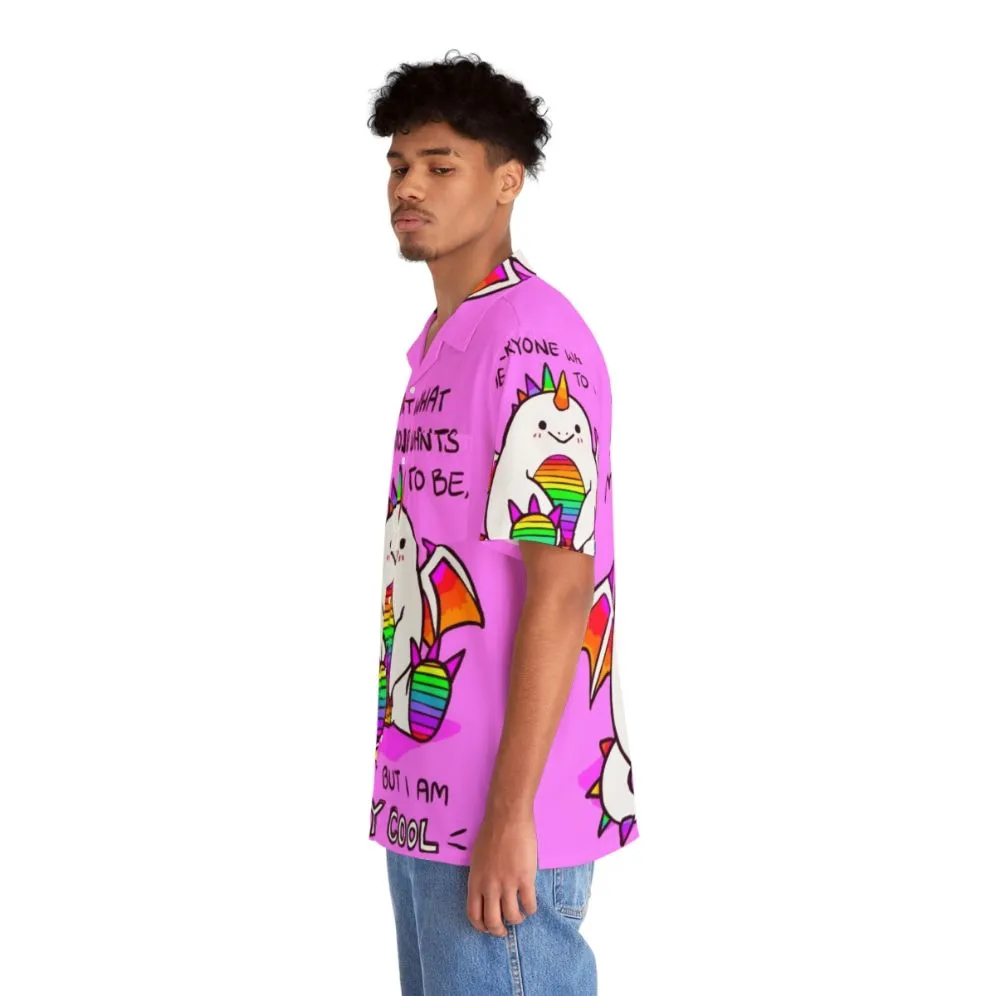 "Rainbow Dragon Hawaiian Shirt for Mental Health & Self Care"