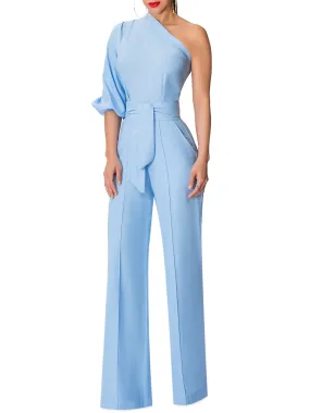 "Sonoma" Blue One Shoulder Jumpsuit