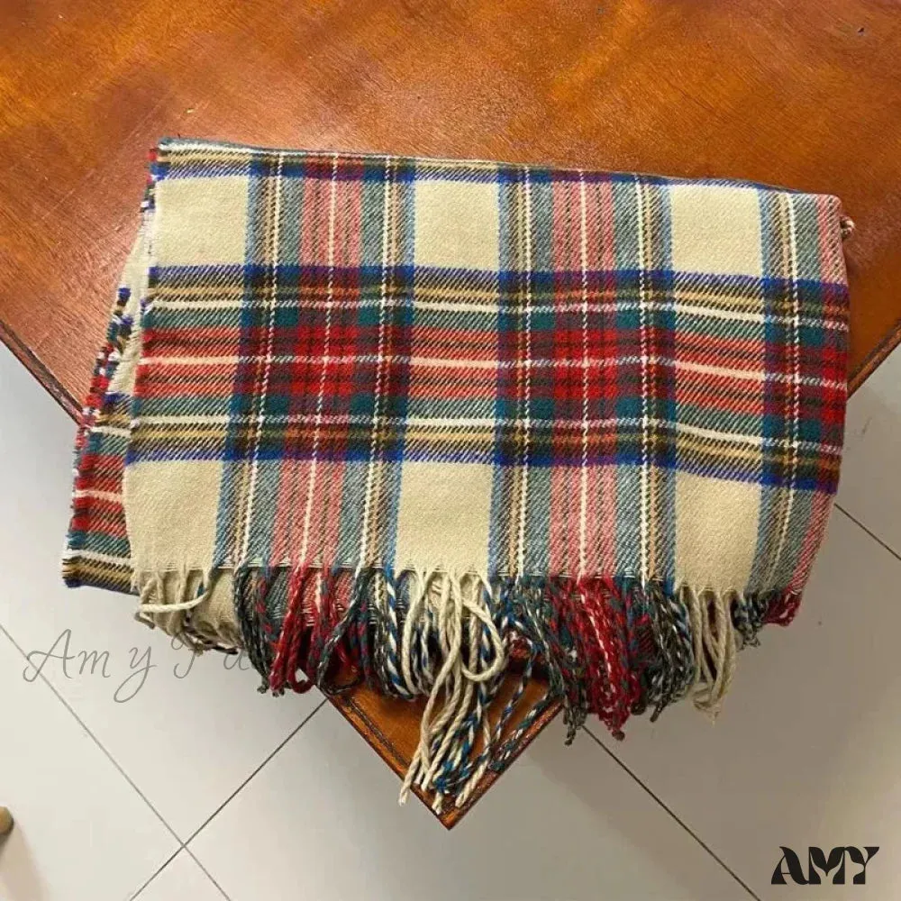 Red Plaid Vintage Classic Scarf for Women