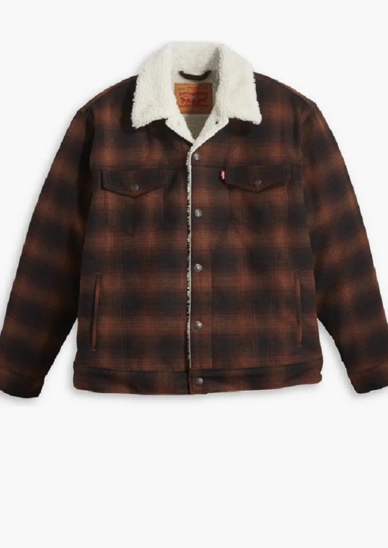 Relaxed Fit Plaid Trucker Jacket