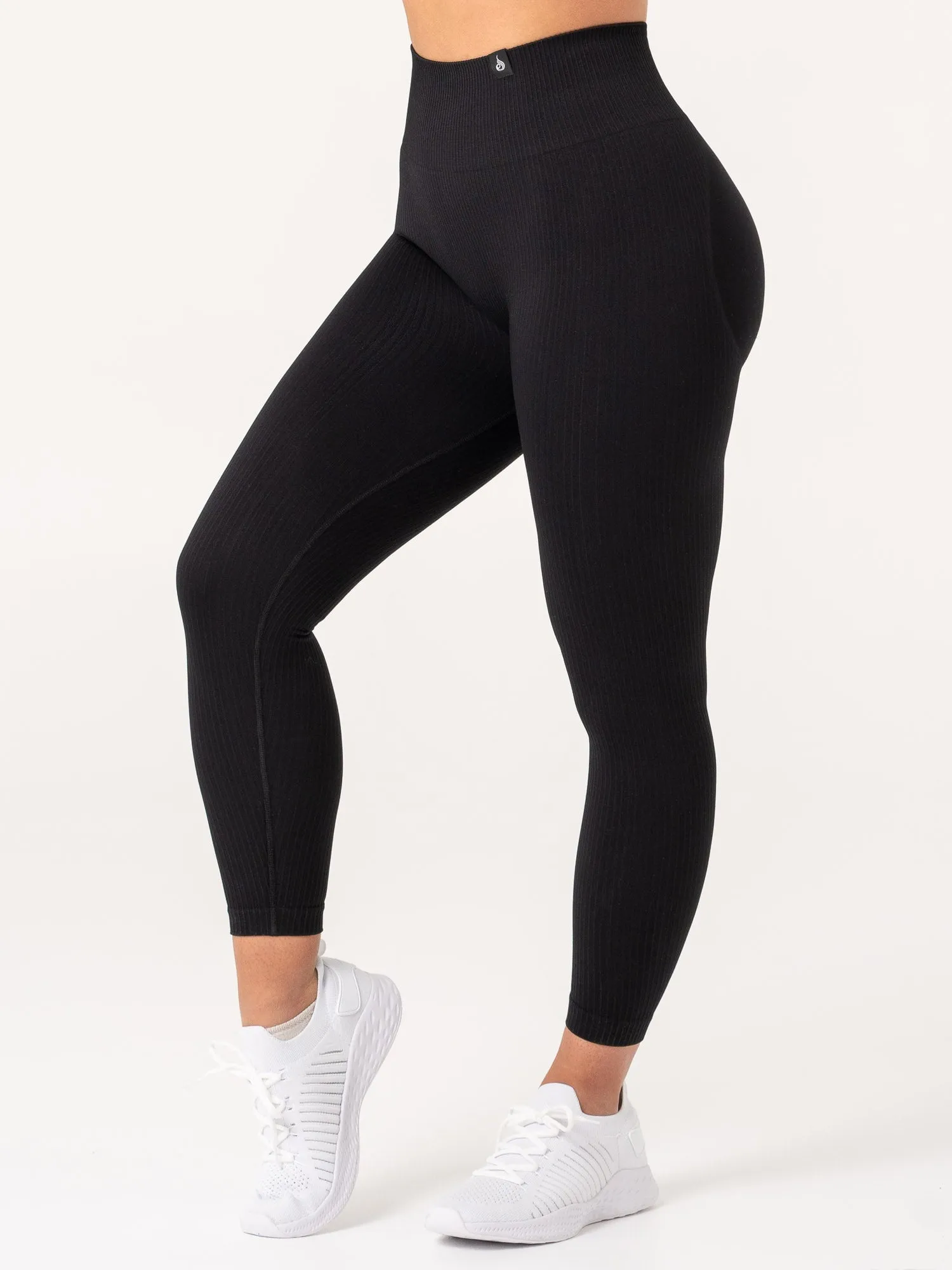 Rib Scrunch Seamless Leggings - Black