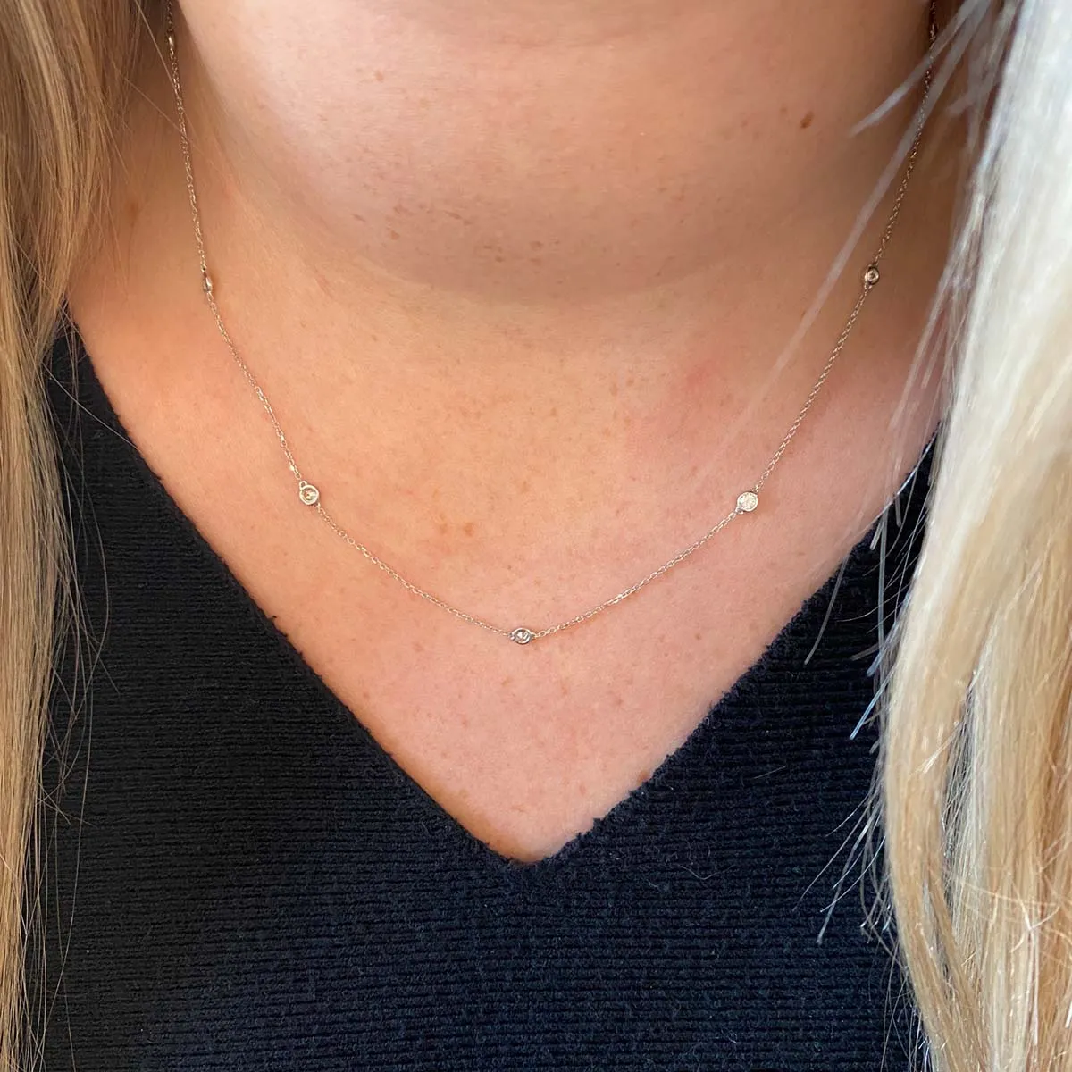 Rose Gold 1/2 CTW Diamond Station Necklace