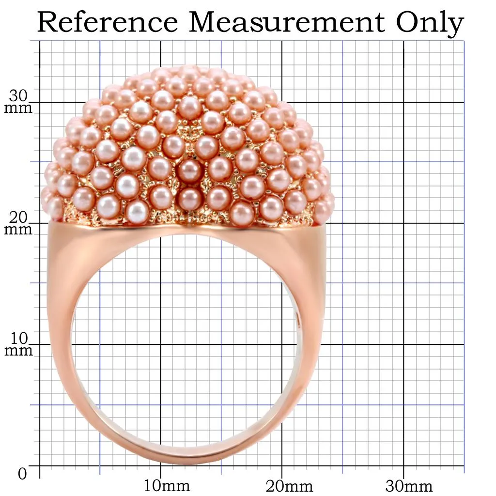 Rose Gold Brass Ring with Synthetic Pearl in Rose for Women Style 1W059